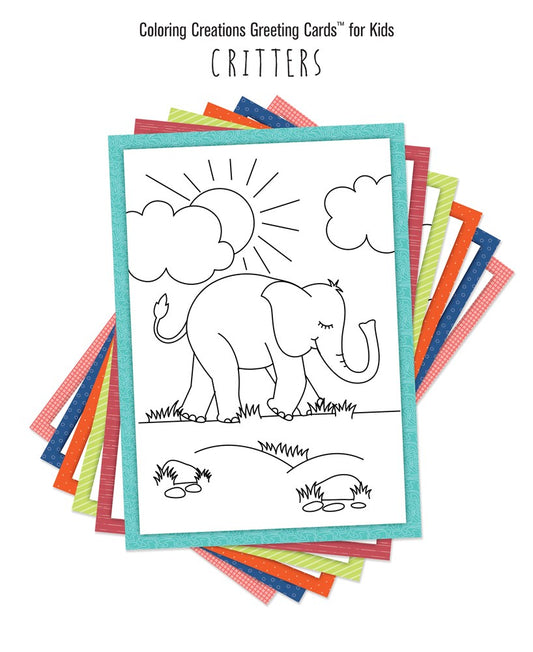Coloring Creations Greeting Cards: Critters (For KIDS) (Pack Of 12)