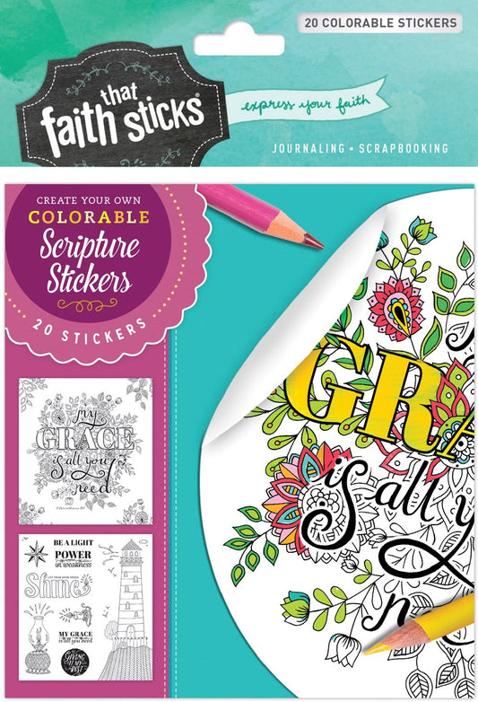 Sticker-2 Corinthians 12:9 Colorable Stickers (Faith That Sticks)