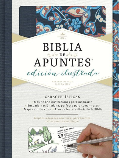 RVR 1960 Notetaking Bible (Biblia de Apunte)-Pink And Blue Cloth Over Board