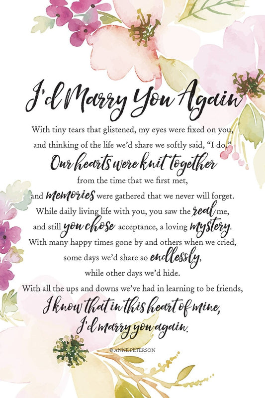 Plaque-Woodland Grace-I'd Marry You Again (6 x 9)