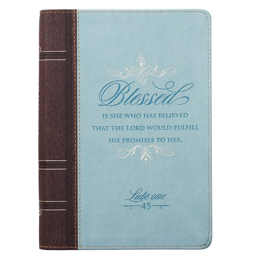 Journal-Blessed-LuxLeather-Blue w/Zipper