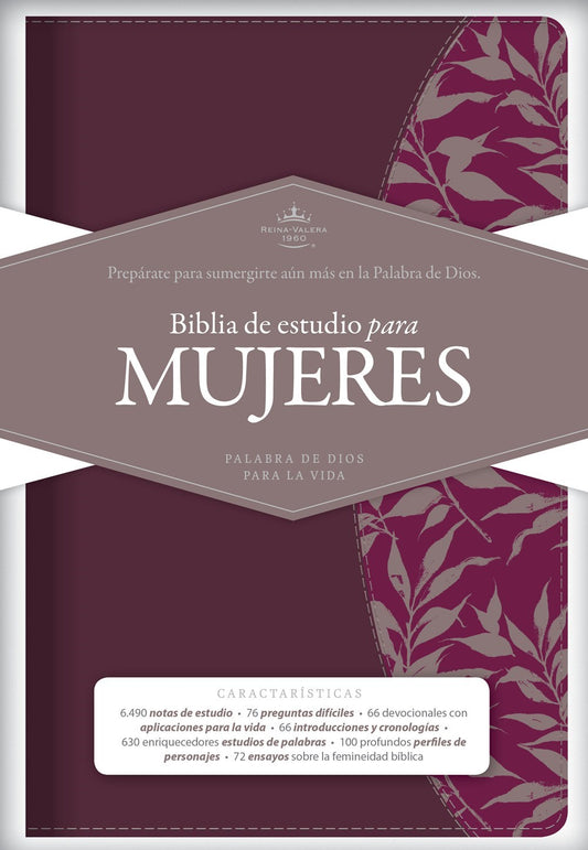 RVR 1960 Biblia de Estudio para Mujeres (Study Bible For Women)-Red Wine/Fuchsia LeatherTouch