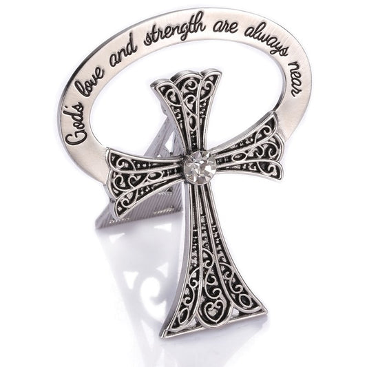 Bedside Cross-Trust In God w/Crystal (2.5") (Carded)