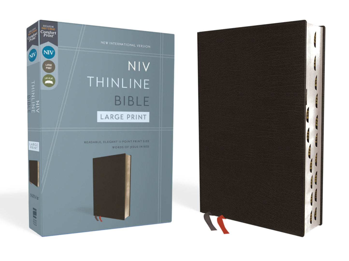 NIV Thinline Bible/Large Print (Comfort Print)-Black Bonded Leather Indexed