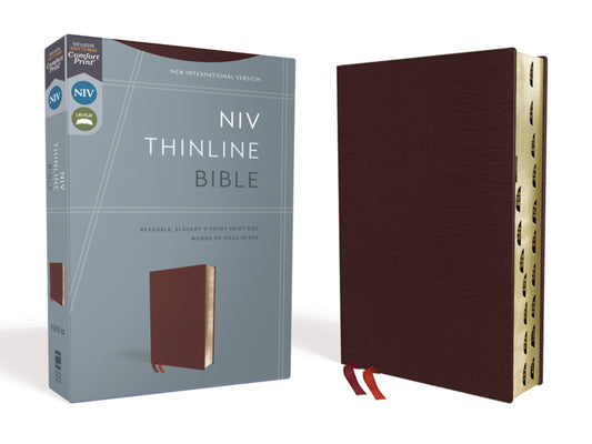 NIV Thinline Bible (Comfort Print)-Burgundy Bonded Leather Indexed