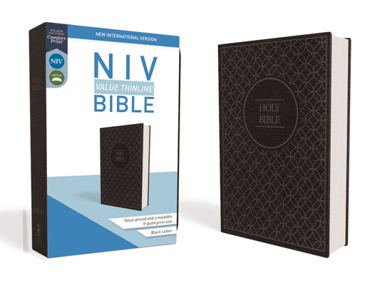 NIV Value Thinline Bible (Comfort Print)-Charcoal/Black Leathersoft