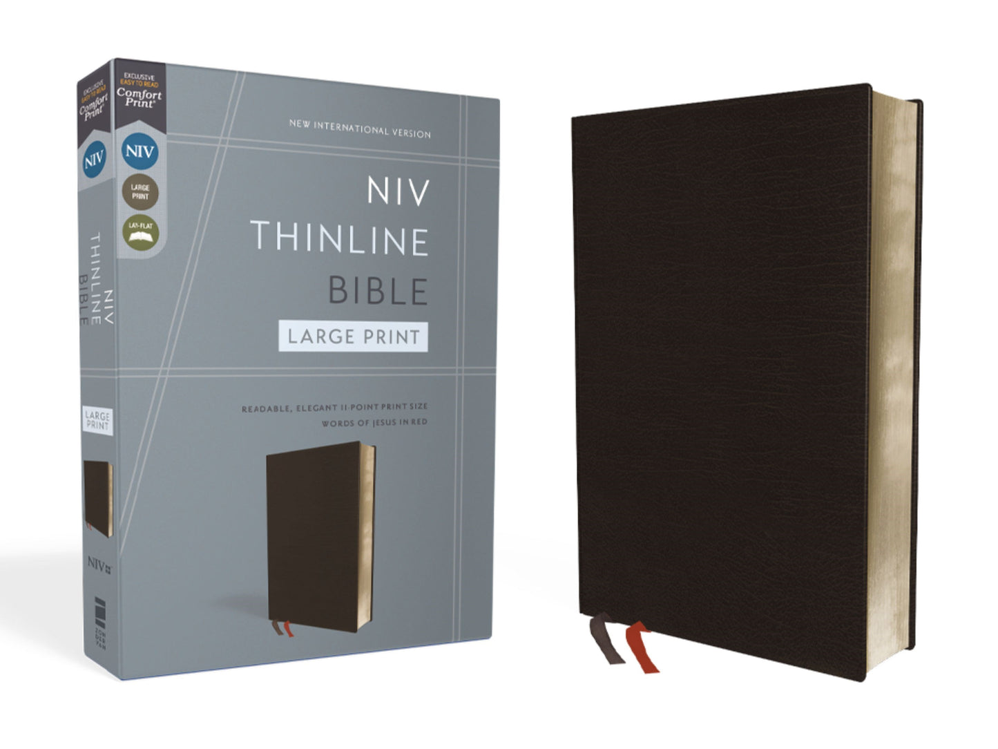 NIV Thinline Bible/Large Print (Comfort Print)-Black Bonded Leather