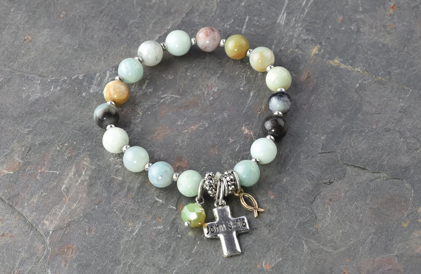 Bracelet-Eden Merry-Story-John 3:16 Cross-Stretchable