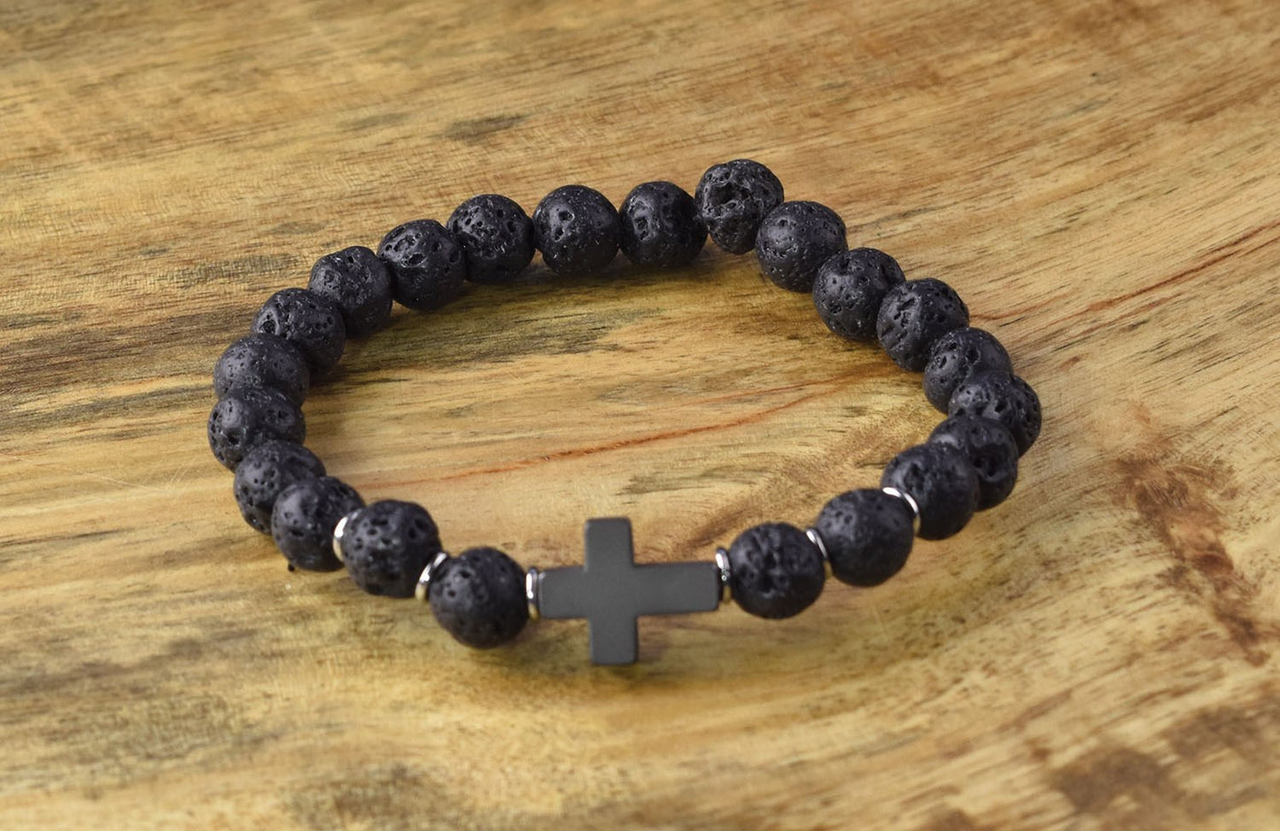 Bracelet-Eden Merry-Just For Him-Cross/Black Beads