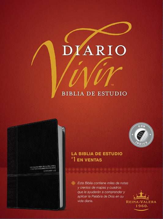 RVR 1960 Biblia de Estudio del Diario Vivir (Life Application Study Bible)-Black LeatherLike Indexed