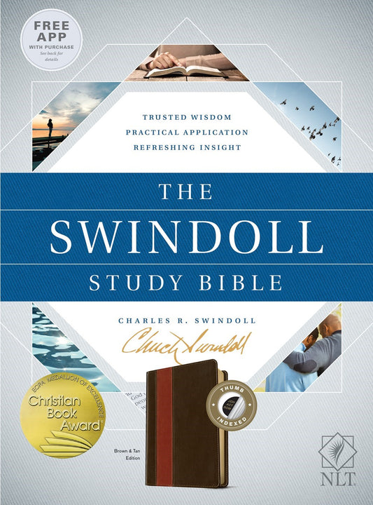 NLT Swindoll Study Bible-Brown/Tan TuTone Indexed