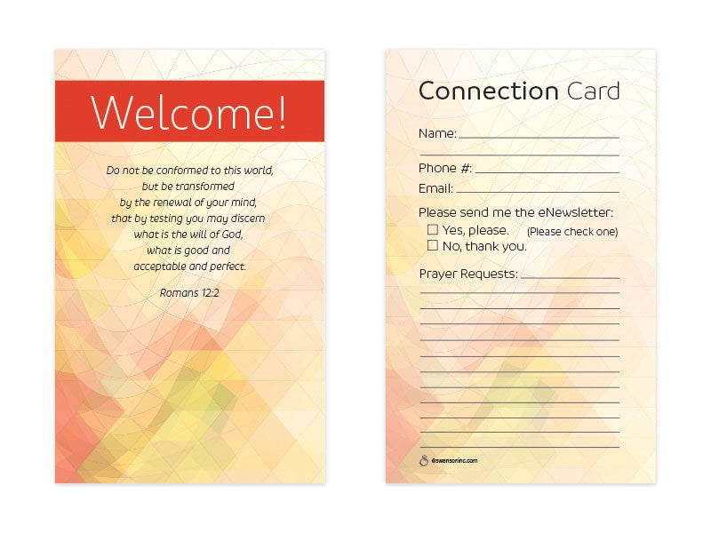 Visitor Card-Welcome! (Romans 12:2) (Pack Of 50)