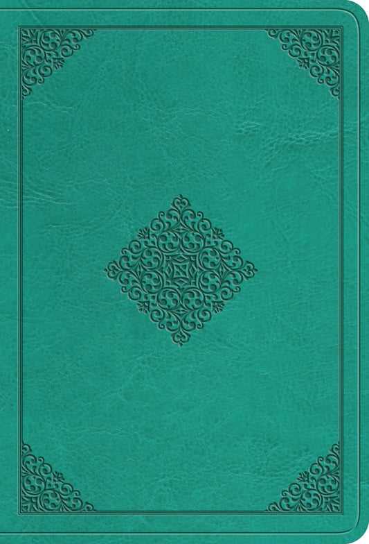 Esv Value Large Print Compact Bible-Teal Ornament Design Trutone (Order #9798874903046)