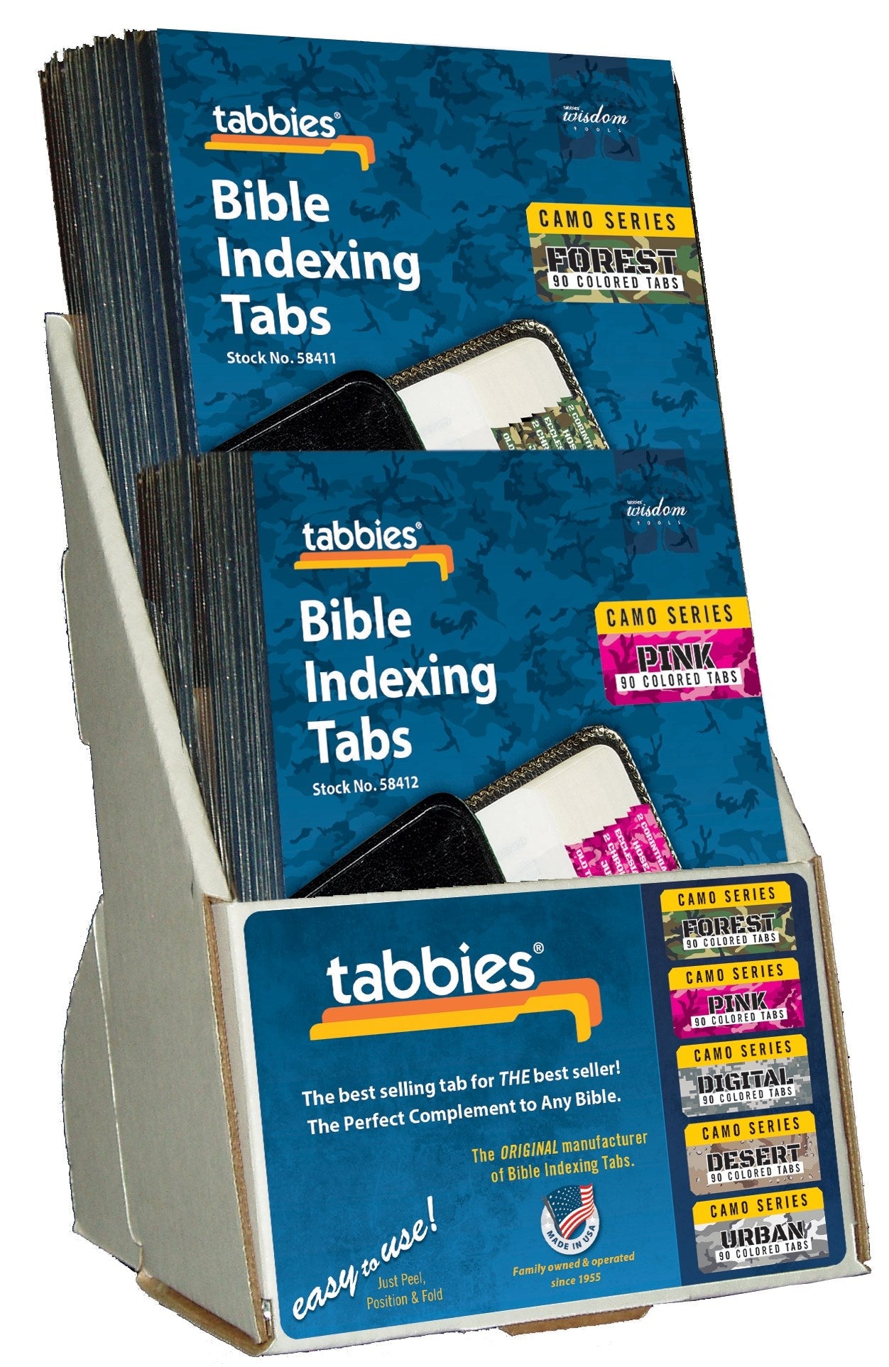 Display-Bible Tab-Camo Series 2-Tier-Asst (Holds 20 Packs)