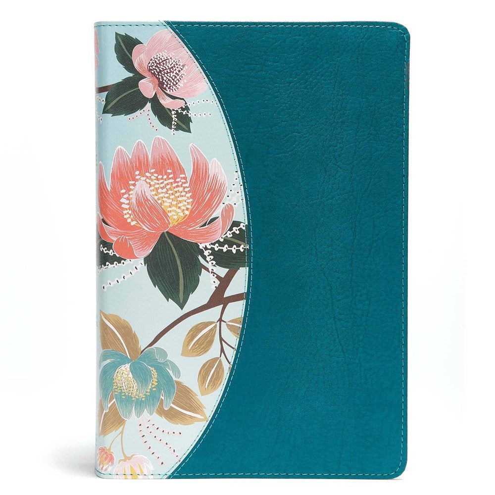 CSB Study Bible For Women-Teal/Sage Floral LeatherTouch