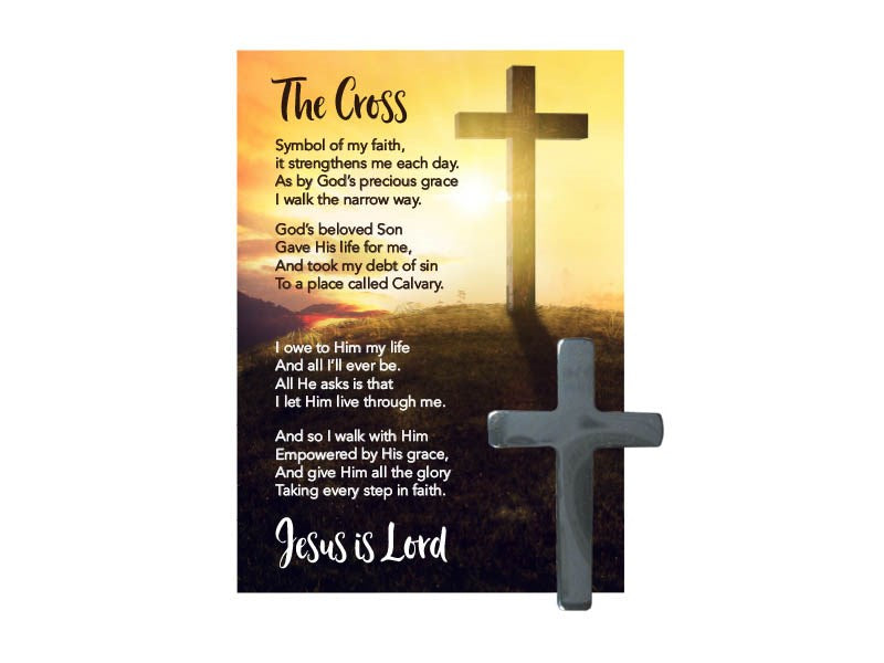 Hematite Pocket Cross W/Wallet Card (Pack Of 50)