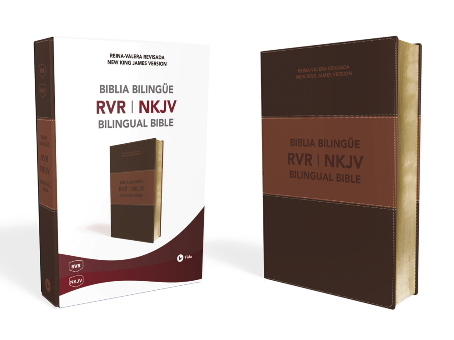 Biblia Bilingue RVR-NKJV (RVR 1977/NKJV Bilingual Bible)-Brown LeatherSoft