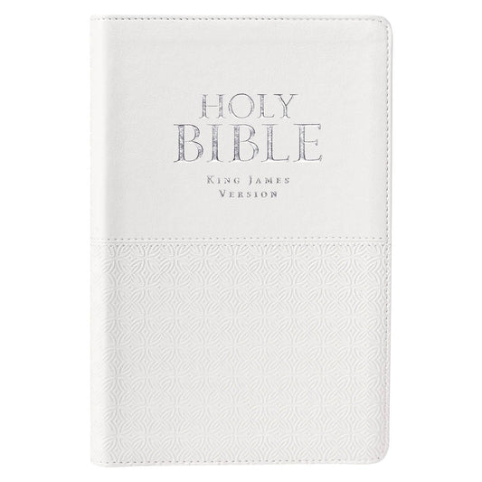 KJV Deluxe Gift Bible-White Faux Leather Indexed