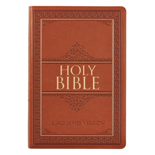 KJV Large Print Thinline Bible-Saddle Tan Faux Leather Indexed