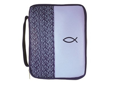 Bible Cover-Imitation Leather-Fish-2-Tone Blue Pattern-LRG