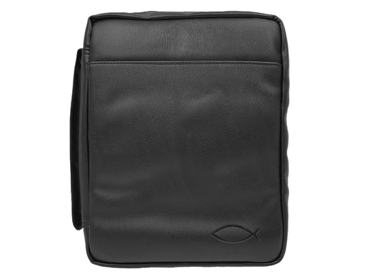 Bible Cover-Imitation Leather-Fish-XLG-Black