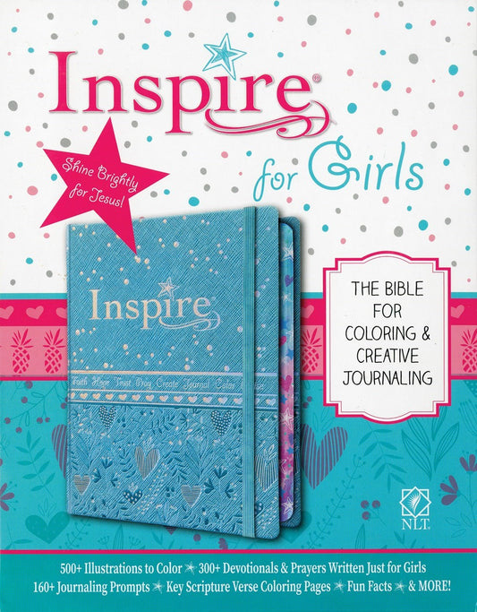 NLT Inspire Bible For Girls-Metallic Blue Hardcover