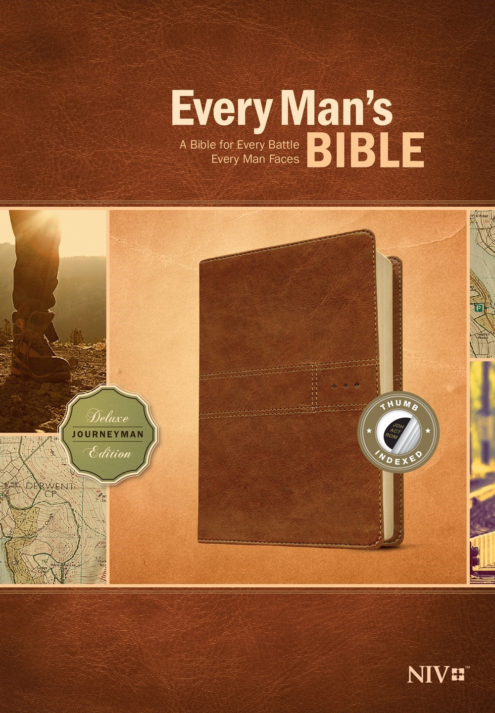 NIV Every Man's Bible-Deluxe Journeyman Edition-Burnt Khaki LeatherLike Indexed