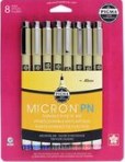 Pen-Pigma Micron Plastic Nib-Hangable-8 Assorted Colors