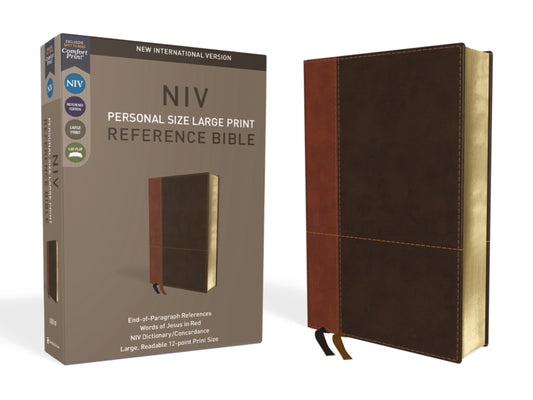 NIV Personal Size Large Print Reference Bible (Comfort Print)-Tan/Brown LeatherSoft