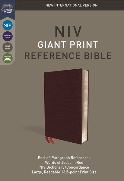 NIV Giant Print Reference Bible (Comfort Print)-Burgundy Bonded Leather
