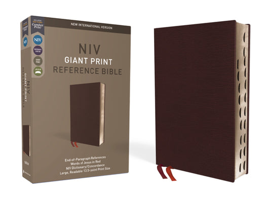 NIV Giant Print Reference Bible (Comfort Print)-Burgundy Bonded Leather Indexed