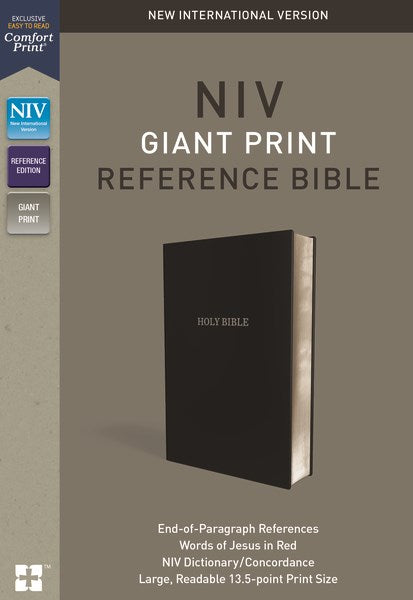 NIV Giant Print Reference Bible (Comfort Print)-Black Leather-Look