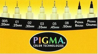 Pen-Pigma Micron Set-Black (8 Pc Assorted Nibs)