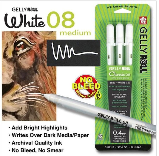 Pen-Gelly Roll Classic (08)-White (Carded) (Pack Of 3)