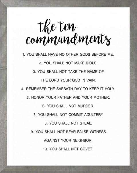 Framed Art-Ten Commandments (White) (11 X 14) (Farmhouse Art)