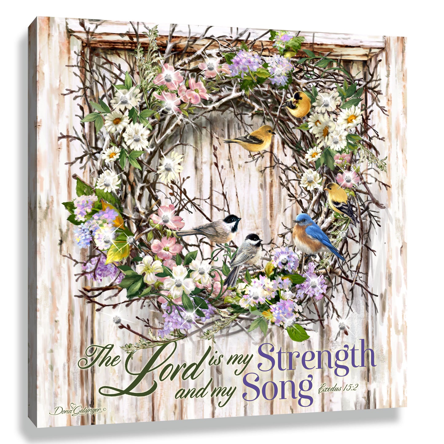 Pizazz Print-Spring Wreath w/Swarovski Crystals (10" x 10")