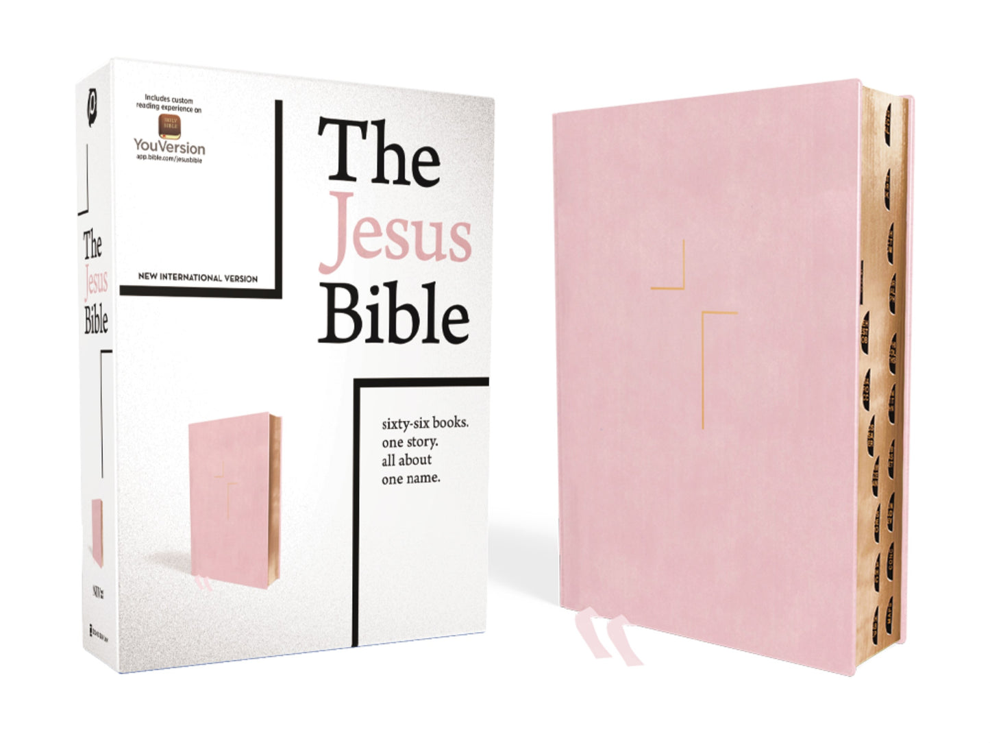 NIV The Jesus Bible (Comfort Print)-Pink Leathersoft Over Board Indexed