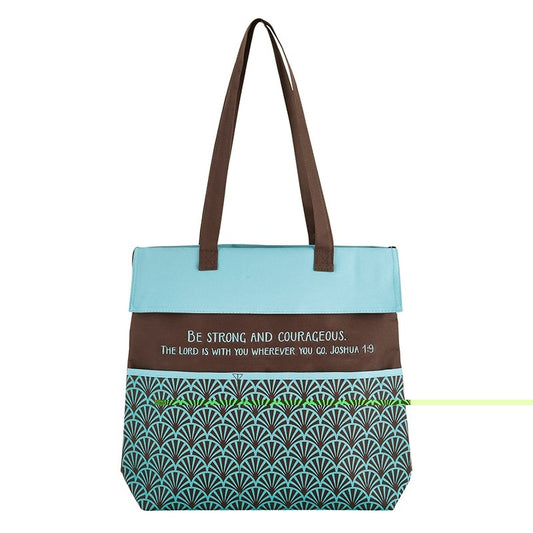 Tote Bag-Be Strong & Courageous Joshua 1:9 (13.5"" X 14""/3.5"" Gusset)-Canvas