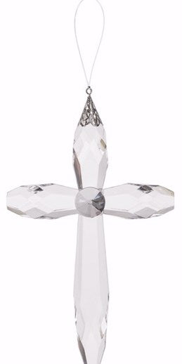 Hanging Clear Cross (7")