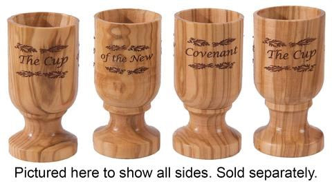 Communion-Wine Cup Of The New Covenant-Olivewood (1 Cup) (#44150)