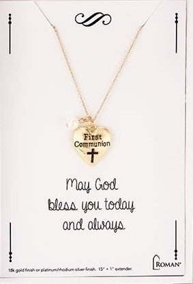 Necklace-First Communion-Gold (15"") (Carded)