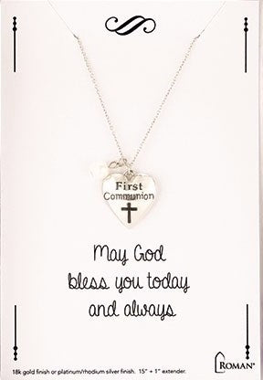Necklace-First Communion-Silver (15"") (Carded)