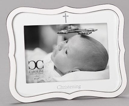 Frame-Christening-White (Holds 4 X 6 Photo)