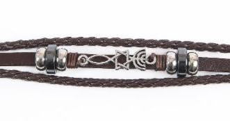 Bracelet-Roots Symbol-Leather Cord (#9813)