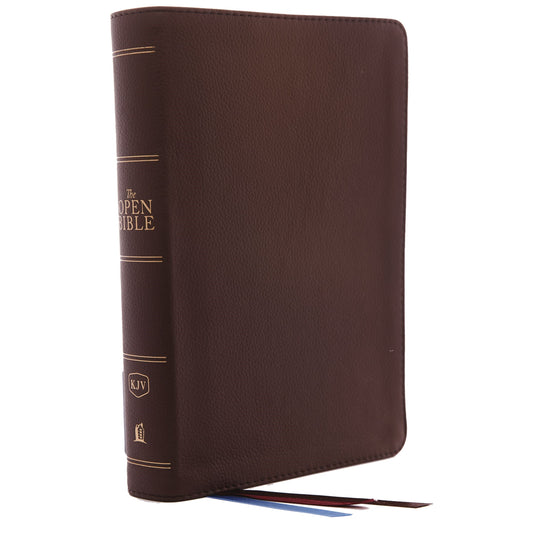 KJV Open Bible (Comfort Print)-Brown Genuine Leather