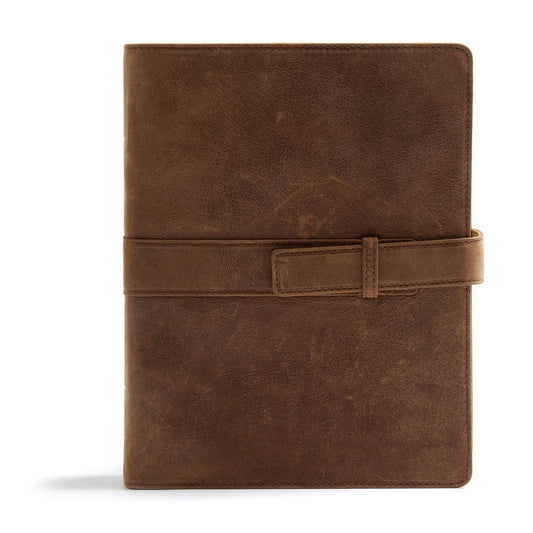CSB Legacy Notetaking Bible-Tan Genuine Leather w/Strap