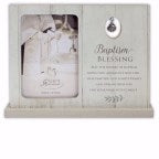 Frame-Baptism Blessing w/Pewter Scallop Shell Charm (Holds 4 x 6 Photo)