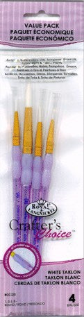 Royal White Taklon Round Soft Grip Paint Brush Set (4 Pieces)