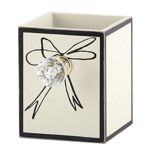 Pen Holder-Bow/Clear Crystal Knob (3 x 3 x 3.75)