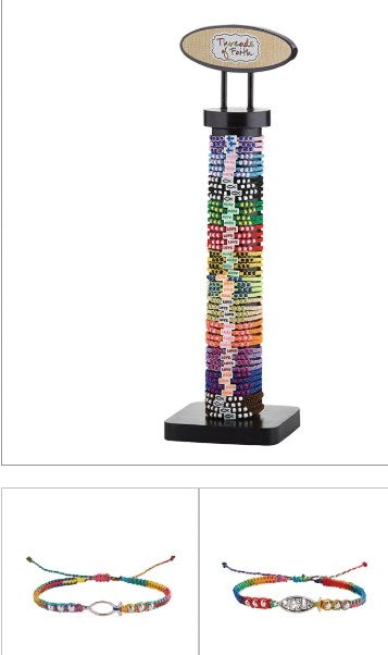 Bracelet-Threads Of Faith-Rainbow Cross/Ichthus w/Display (4 Asst) (96 Pcs)